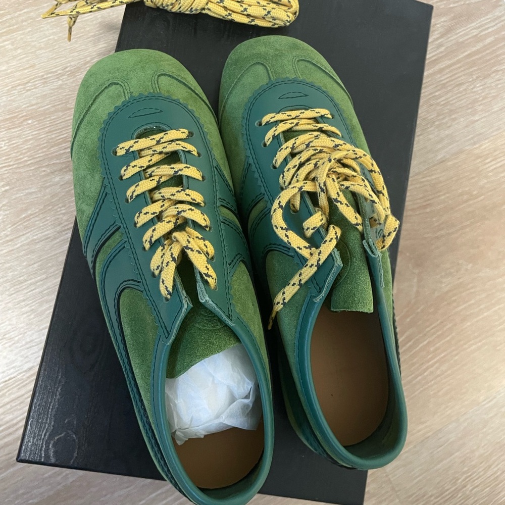 Dries Van Noten Green and Yellow Lace Up Sneakers